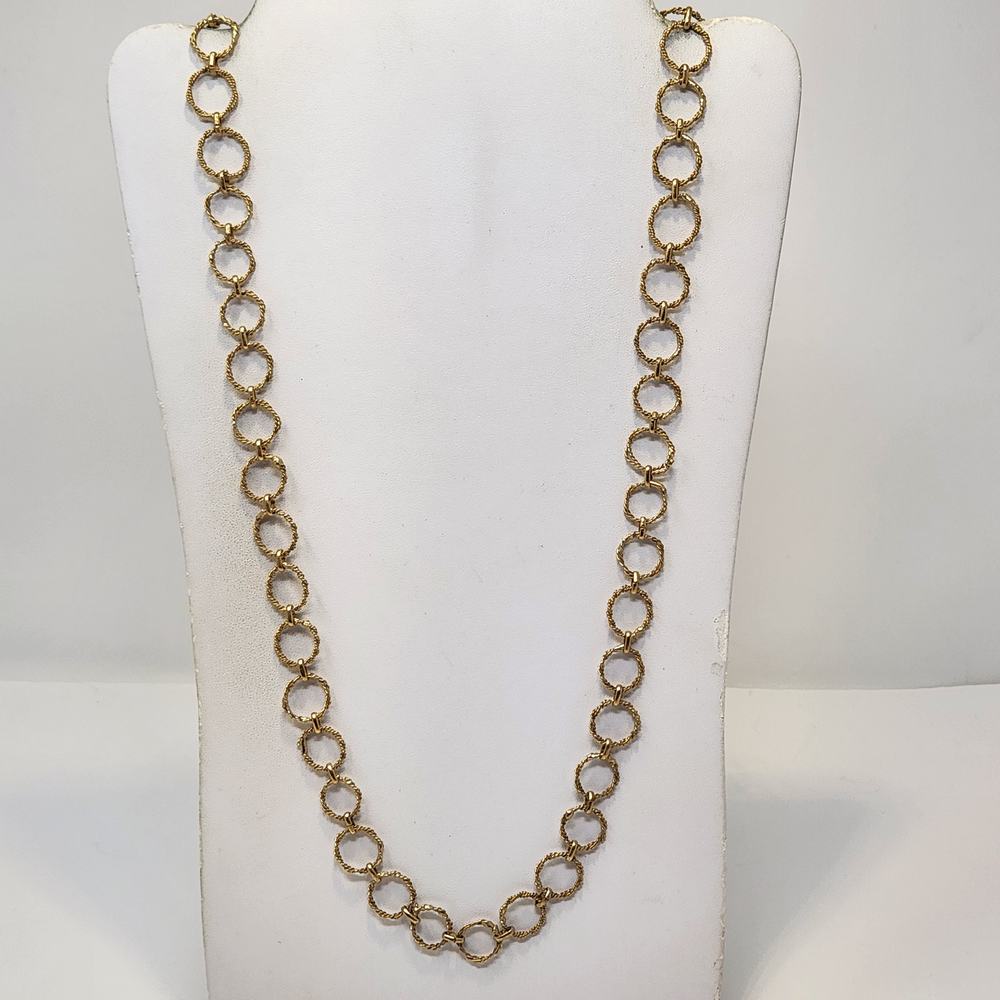Braided Circle Chain Long Necklace Textured Layering Casual Workwear Lightweight